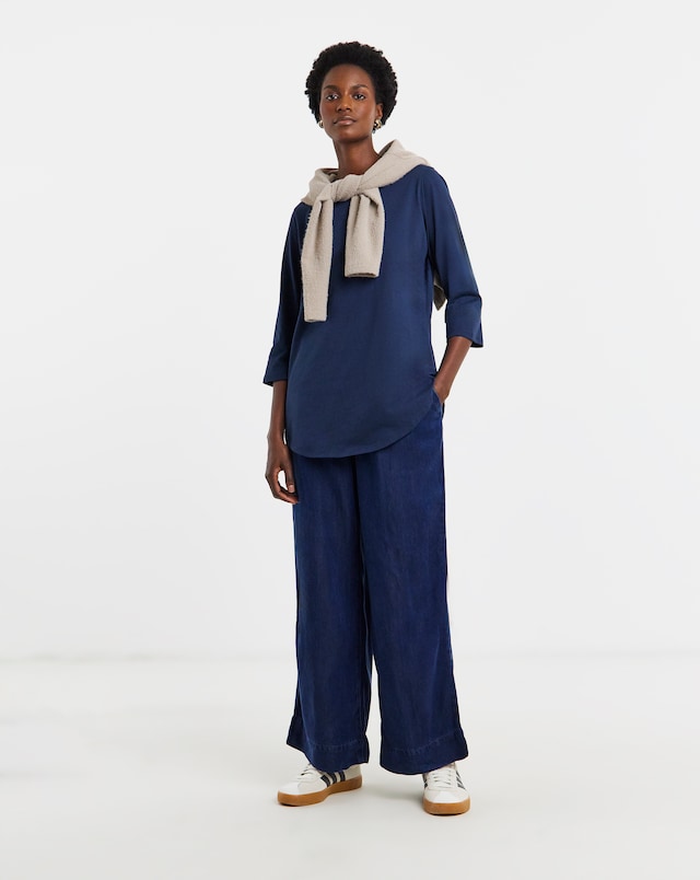 Longline Curved Hem 3/4 Sleeve