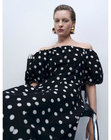 Mango Strapless Polka-Dot Dress