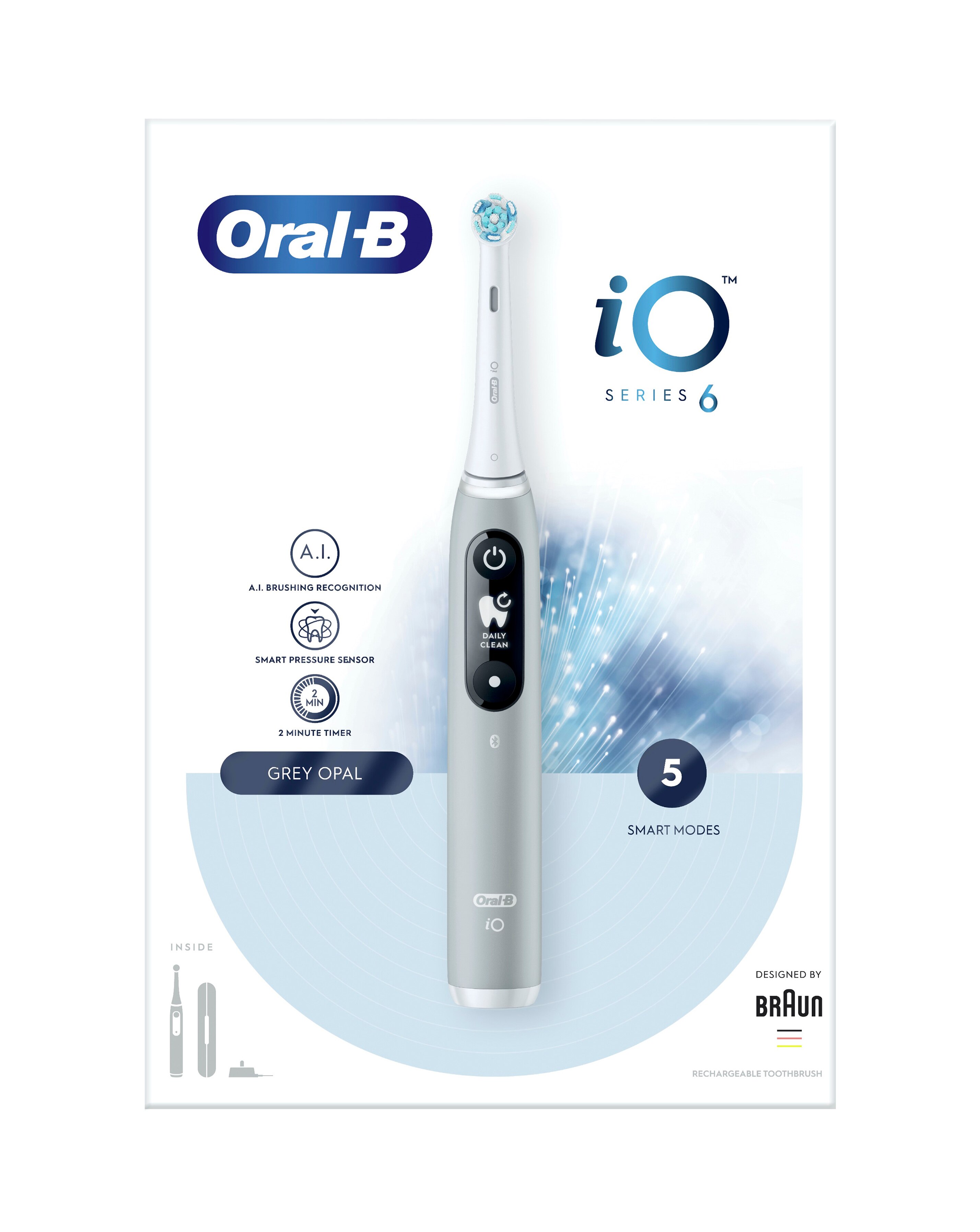 Oral-B iO6 Grey Opal Electric Toothbrush + Travel Case | JD Williams