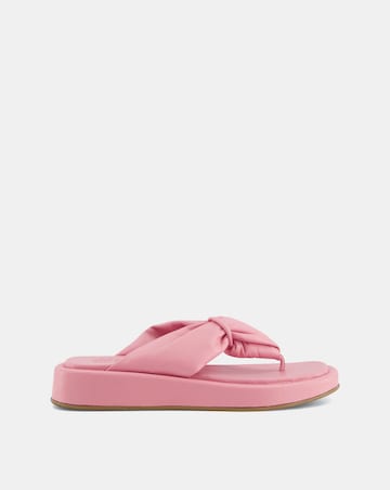 Dune London Landmark Leather Padded Toe Post Sandals D Fit