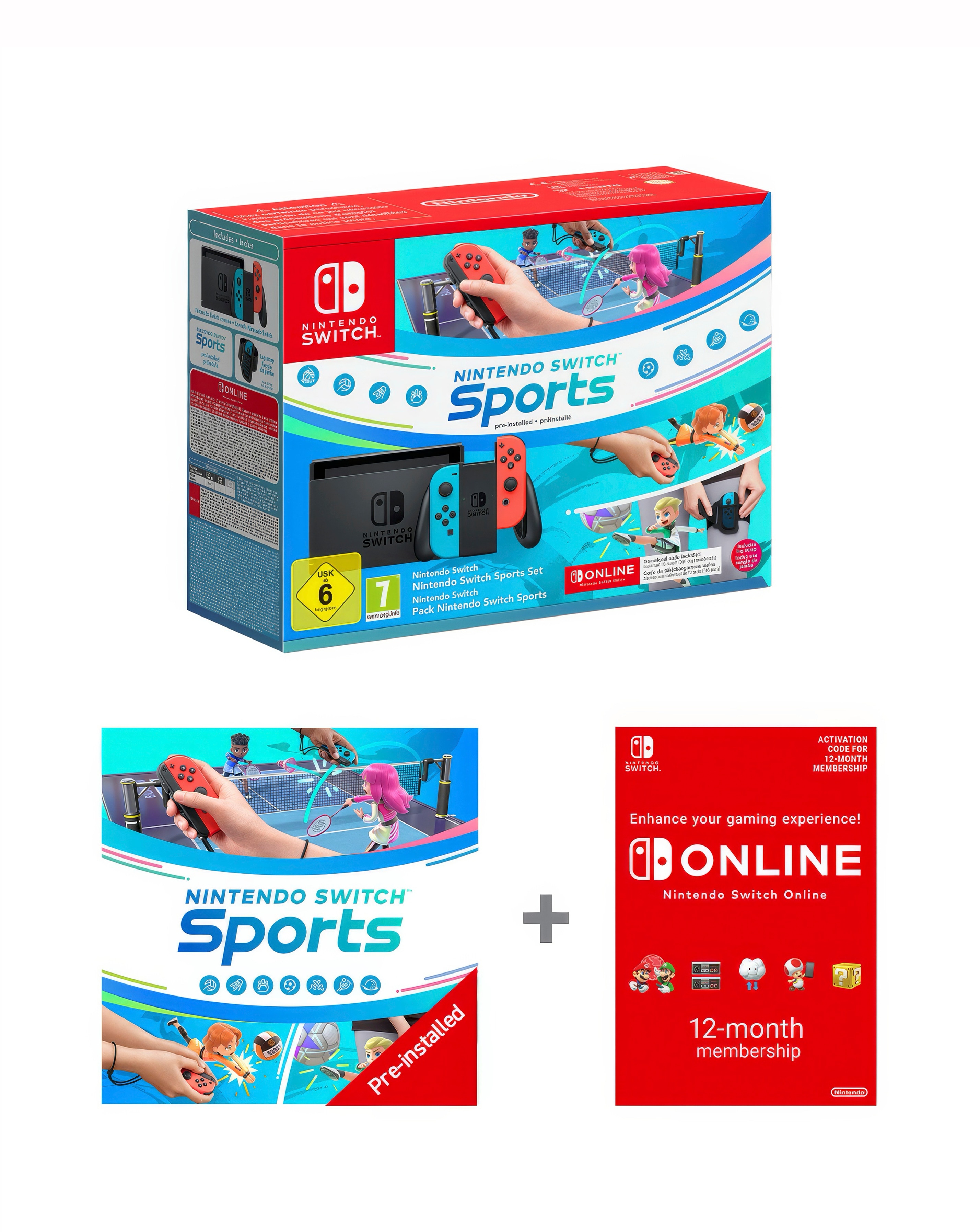 Nintendo Switch Neon with Switch Sports & 12 Months Switch Online