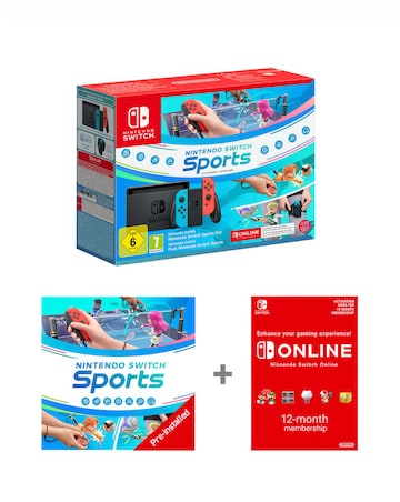 Nintendo Switch Neon with Switch Sports & 12 Months Switch Online Bundle