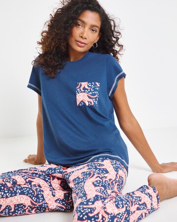 Joe Browns Jersey Pyjamas In a Bag Cheetah Print