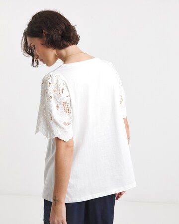 Square Neck Lace Sleeve Top