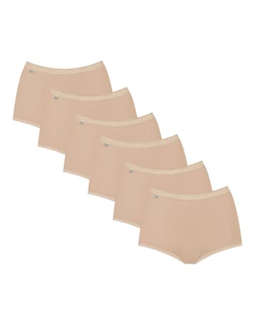 Sloggi 6 Pack Basic Maxi Briefs, Black, Skintone or White