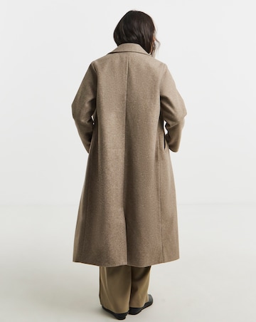 Tan Single Breasted Longline Lined Coat