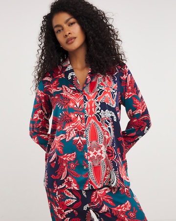 Stretch Satin Button Through Pyjama Set