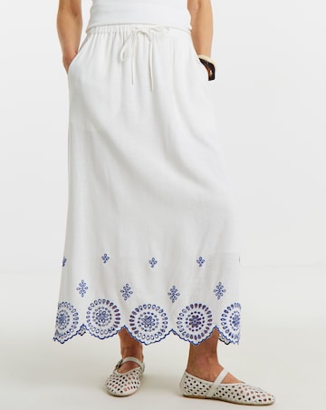 Broderie Scalloped Hem Maxi Skirt