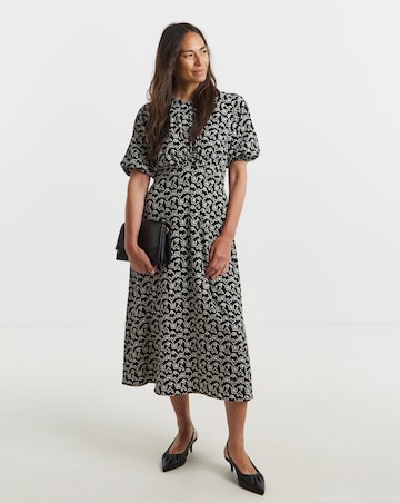 Textured Bubble Sleeve Dress