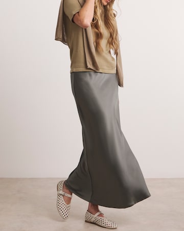 Anthology Pewter Satin Slip Skirt