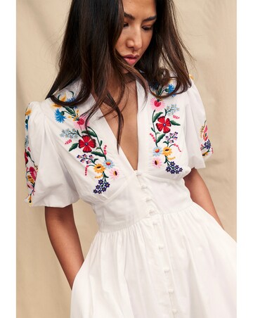 Nobody's Child White Embroidered Starlight Midi Dress