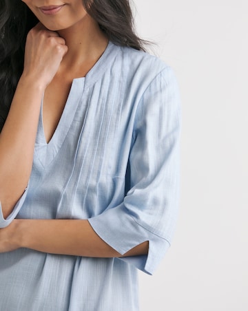 Julipa Pintuck Linen Mix Shift Dress