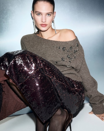 Mango Bardot Brown Jumper