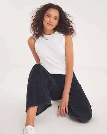 Navy Cord Pocket Front Wide Leg Jeans