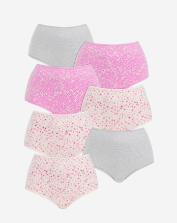 Pretty Secrets (7 Pack) Cotton Full Fit Brief Knickers Beige/Pink Floral