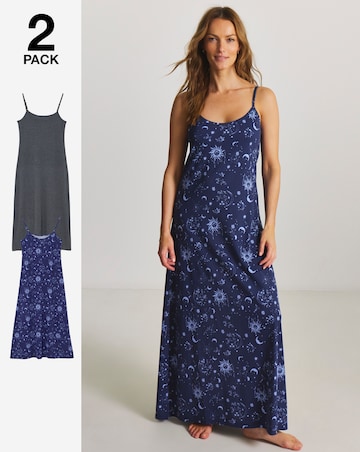 Pretty Secrets (2 Pack) Value Maxi Nighties Celestial Print