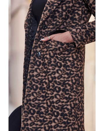 Sosandar Longline Faux Fur Leopard Coat