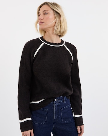 Contrast Crew Neck Knitted Jumper