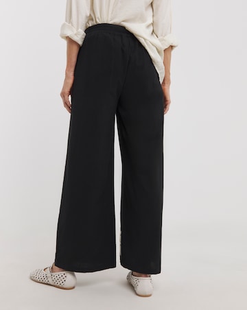 Black Cotton Cornelli Embroidered Wide Leg Trousers