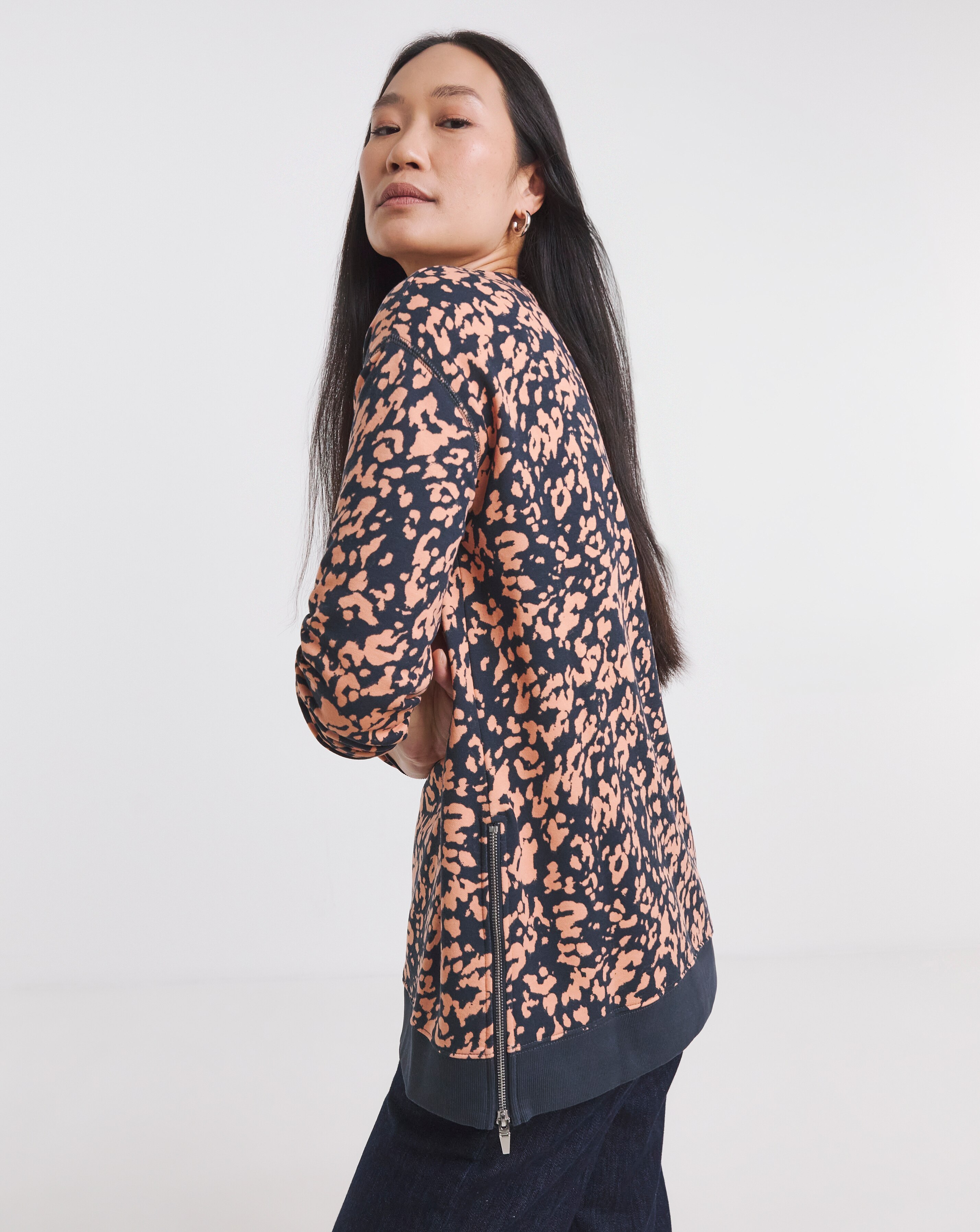 Side Zip Longline Sweatshirt