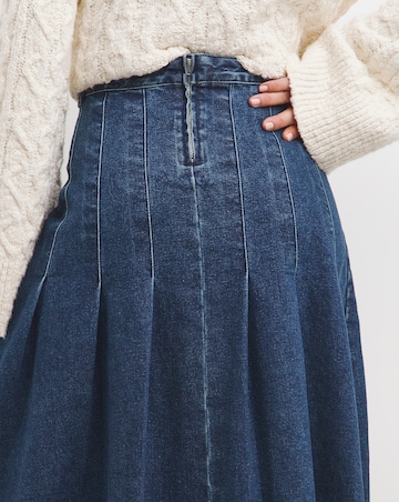 Indigo Maxi Pleat Detail Denim Skirt