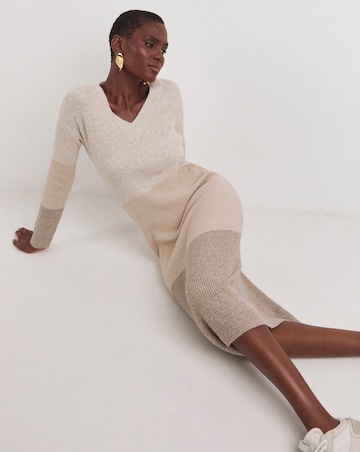 Colour Block V Neck Dress