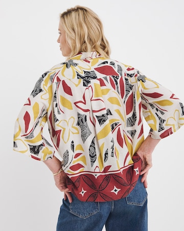 Printed Linen Mix Half Sleeve Shirt