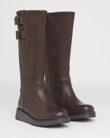 Heavenly Feet Bernice Knee High Boots Curvy Calf Ex Wide Fit