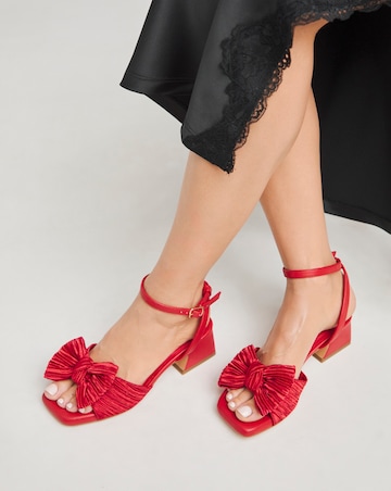 Isla Plisse Bow Low Heel Occasion Sandals Wide E Fit