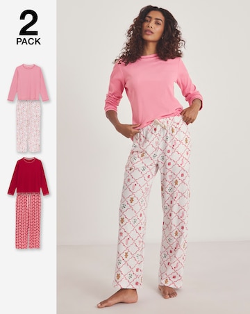 Simply Be (2 Pack) Christmas Ribbed Pyjama Sets