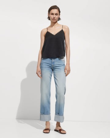 Mango Rachy Lace Trim Satin Top