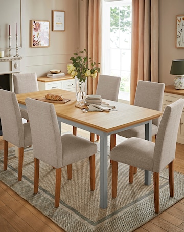 Julipa Ashford Extending 6 to 8 Seater Table with 6 Ava Fabric Chairs