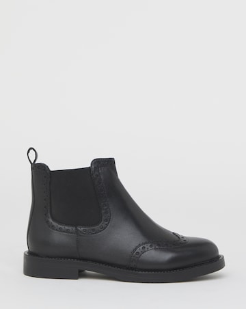 Samantha Leather Chelsea Boot With Brogue Detailing - Wide Fit (E)