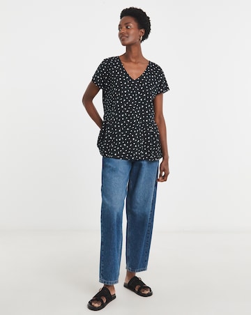 Pure Cotton V Neck Peplum Side Panel Top