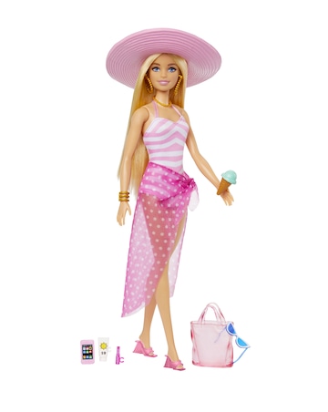 Barbie Doll with Swimsuit and Beach-Themed Accessories