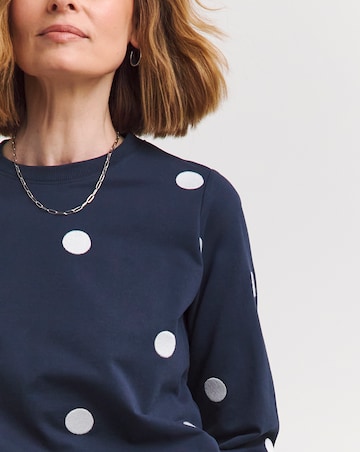 Navy Spot Embroidered Sweatshirt