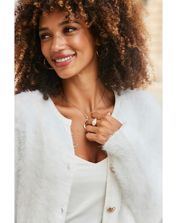 Sosandar Crew Neck Fluffy Cardigan