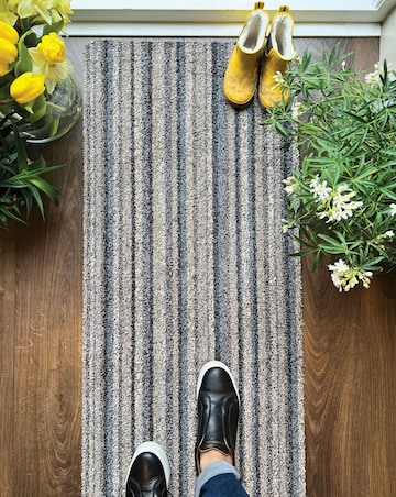 My Mat Ribbon Grey Washable Runner
