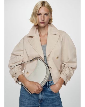 Mango Cropped Trench Coat with Lapels