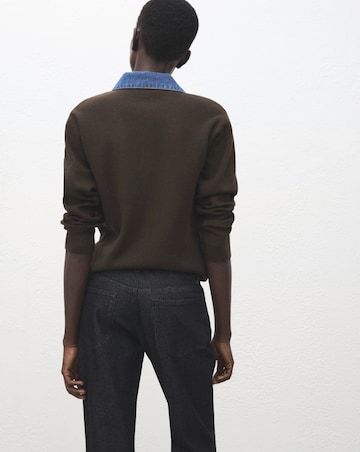 Mango Sweater With Denim Collar