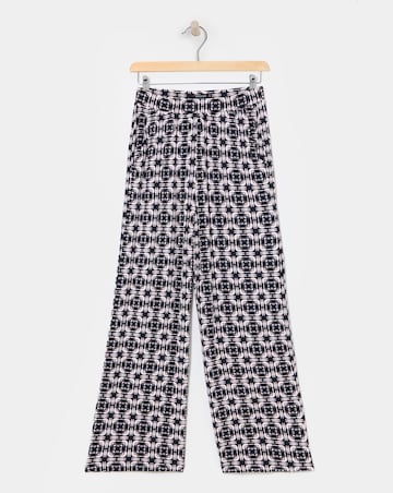 Printed Jersey Wide Leg Trousers