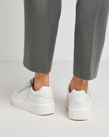 Quincy Side Zip Leather Trainer - Wide Fit (E)