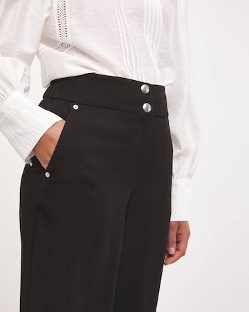 Straight Leg Twill Crepe Trouser with Buttons
