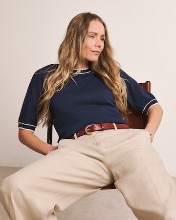 Anthology Contrast Trim Short Sleeve Jumper