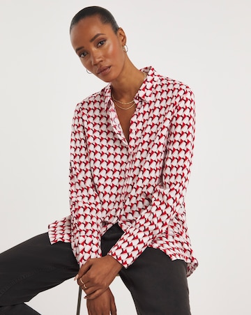 Polka Dot Dipped Back Viscose Shirt