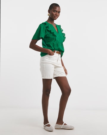 Pure Cotton Broderie Frill Jersey Back Top