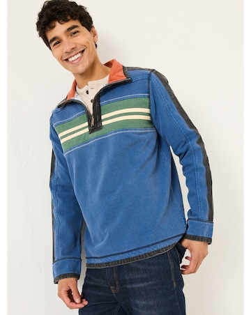 Fatface Airlie Chest Stripe Sweatshirt - Denim Blue