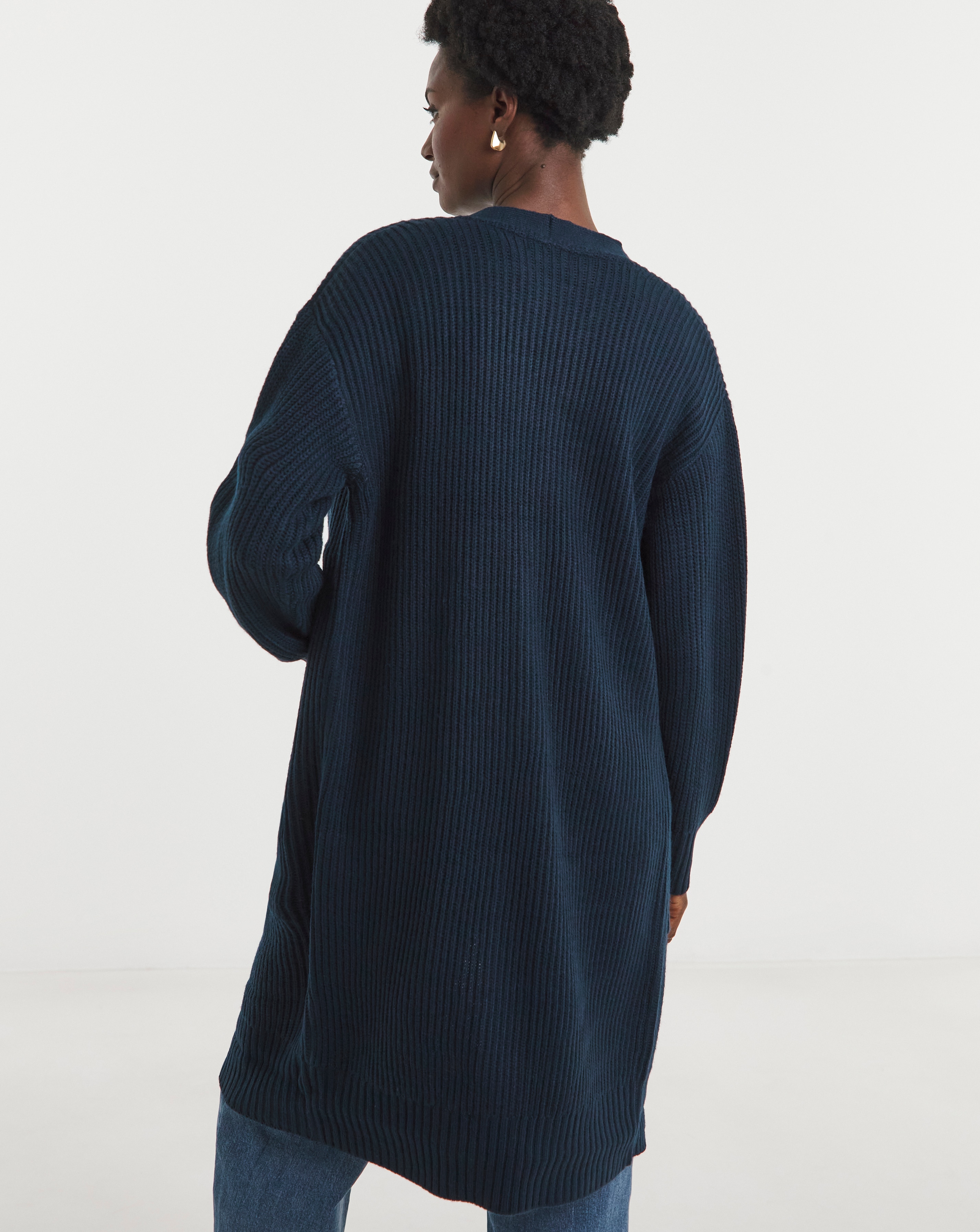Navy Fisherman Rib Cardigan | JD Williams