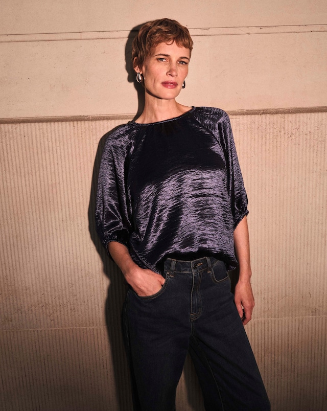 Satin Puff Sleeve Top