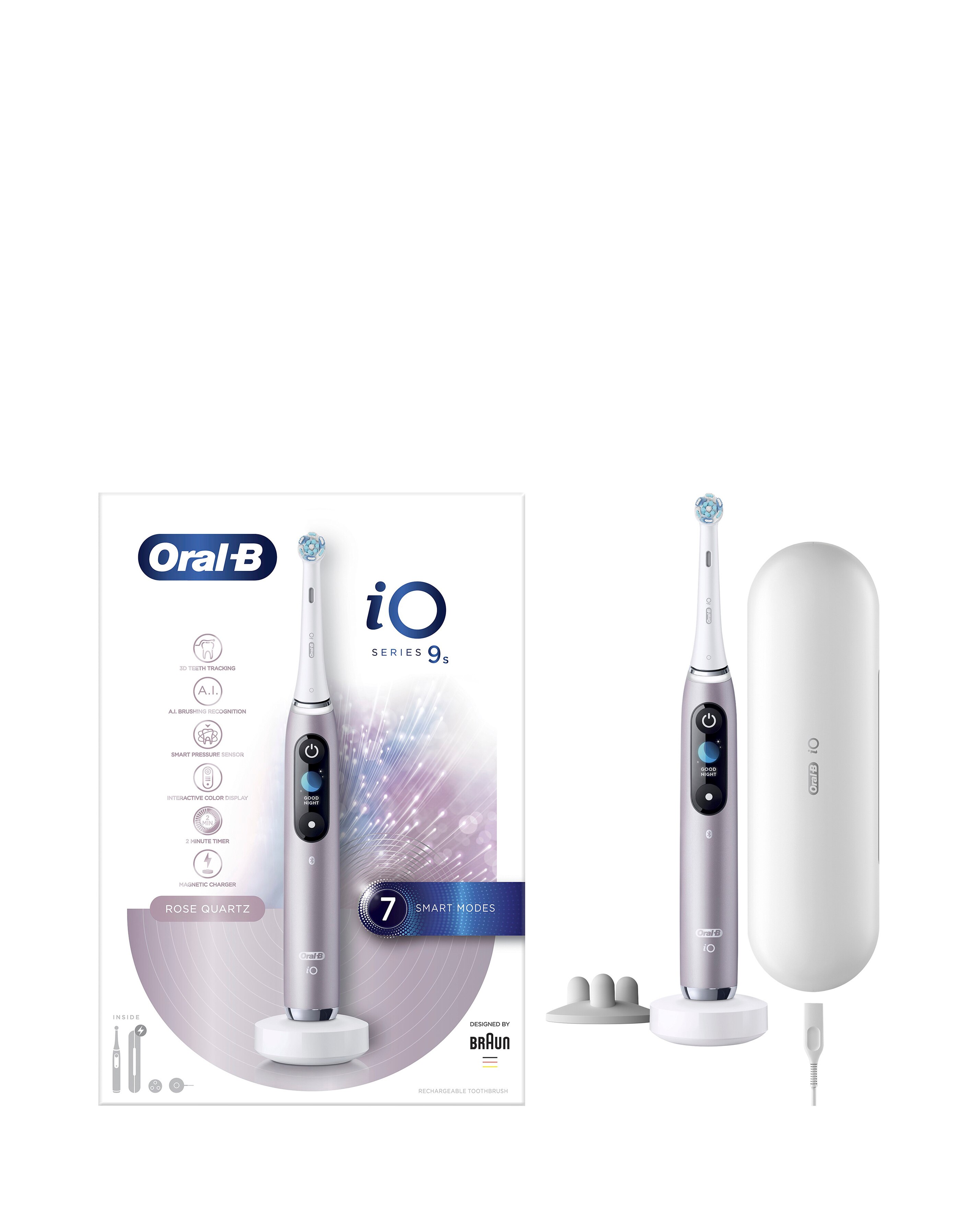Oral-B iO9 Rose Quartz Electric Toothbrush + Charging Travel Case